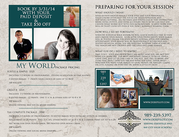 2014 SENIOR PORTRAIT PRICING